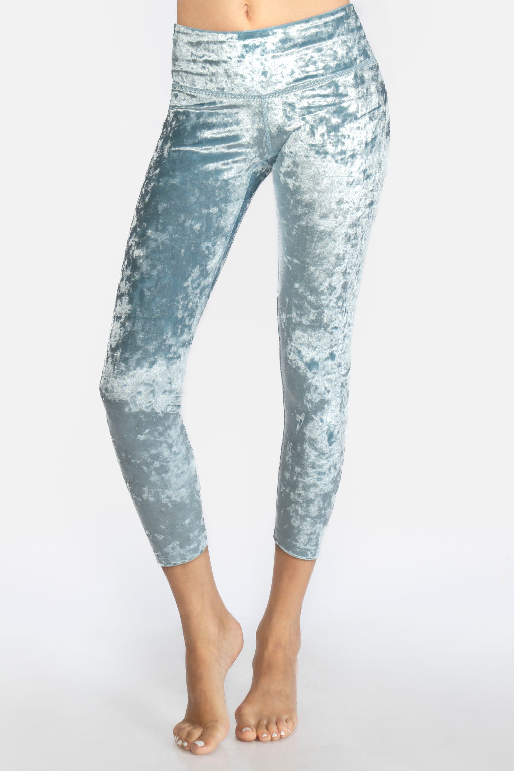 Women's Velvet Cropped Leggings Made in USA back view