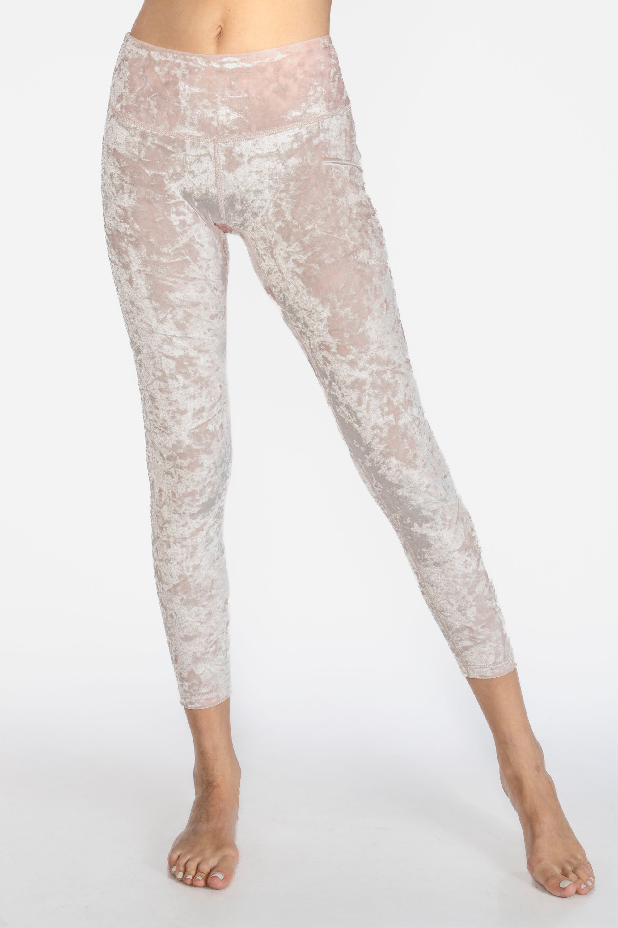 Women's Velvet Cropped Leggings Made in USA detail view 8