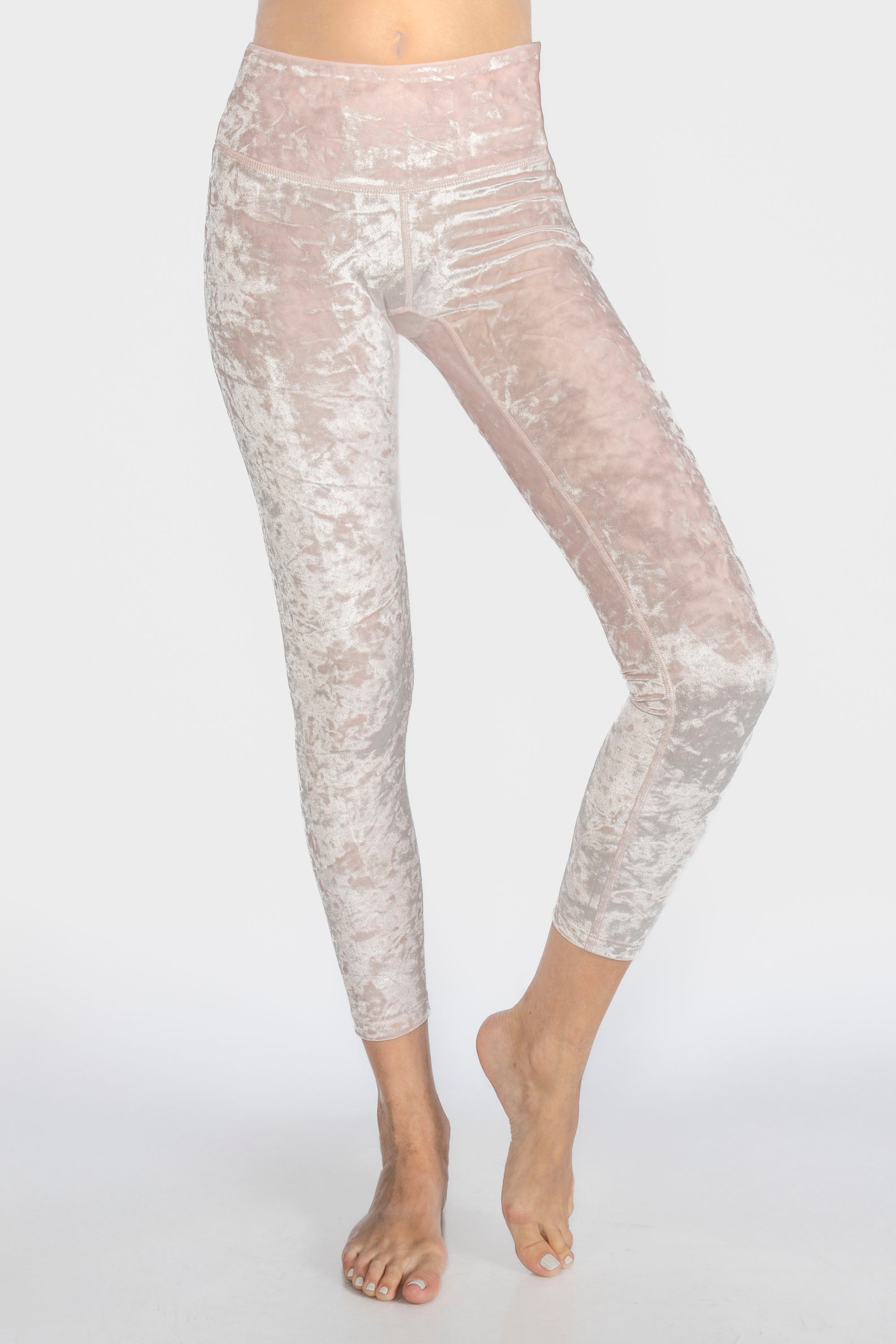 Women's Velvet Cropped Leggings Made in USA detail view 6