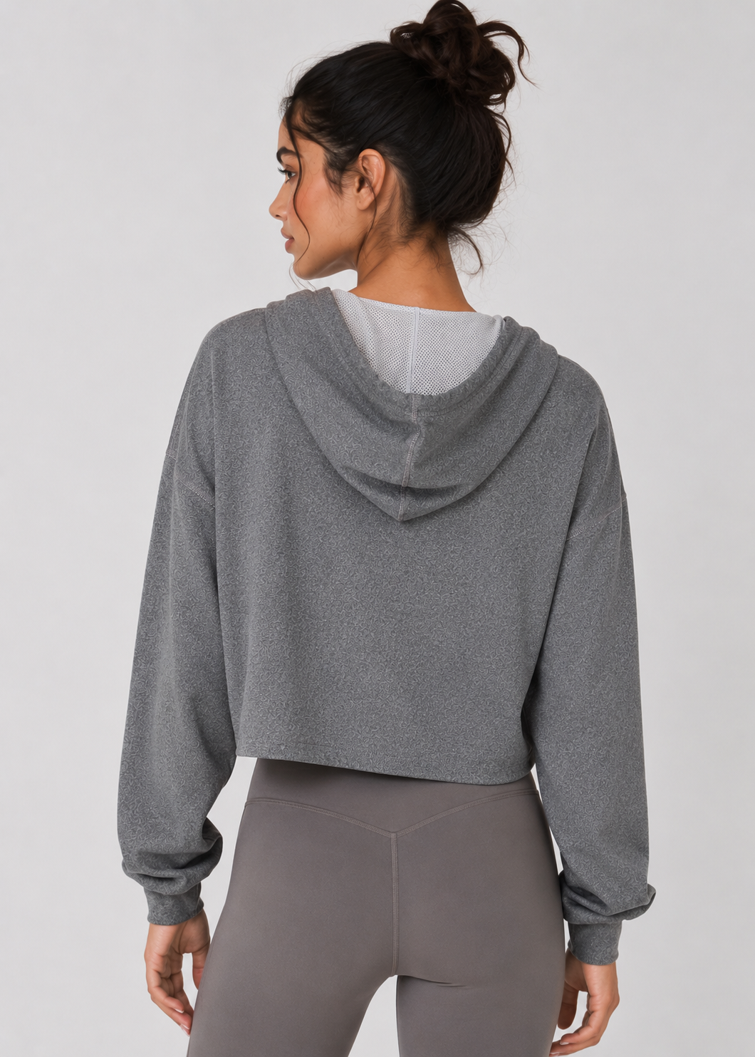 Women's Essential Crop Hoodie Made in USA side view