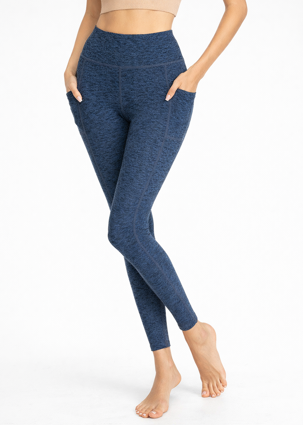 Women's Heather Pocket Leggings Made in USA detail view 5