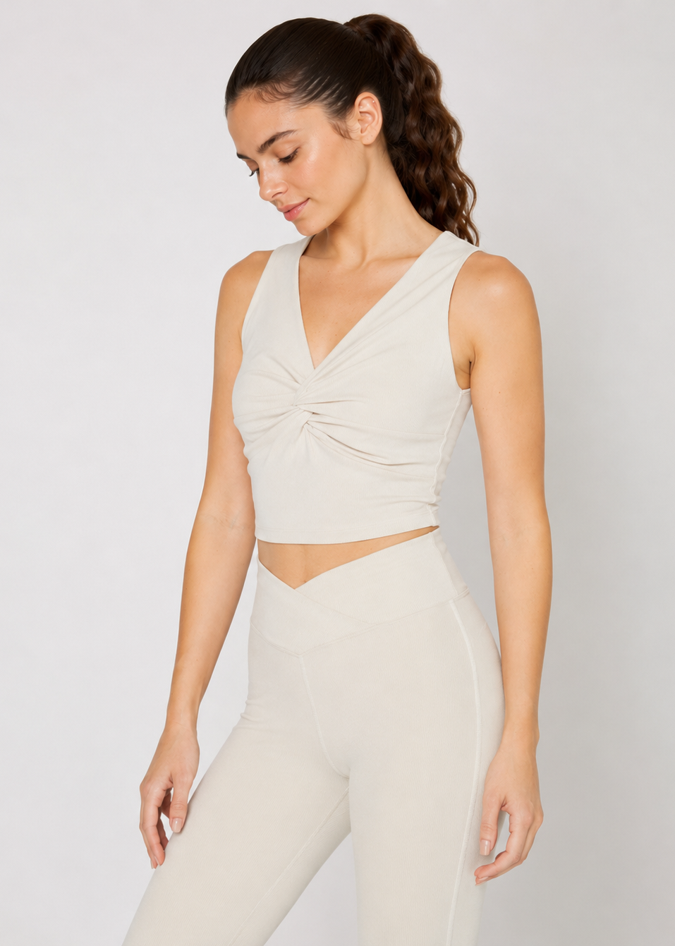 Women's Cross Front Rib Crop Top Made in USA back view