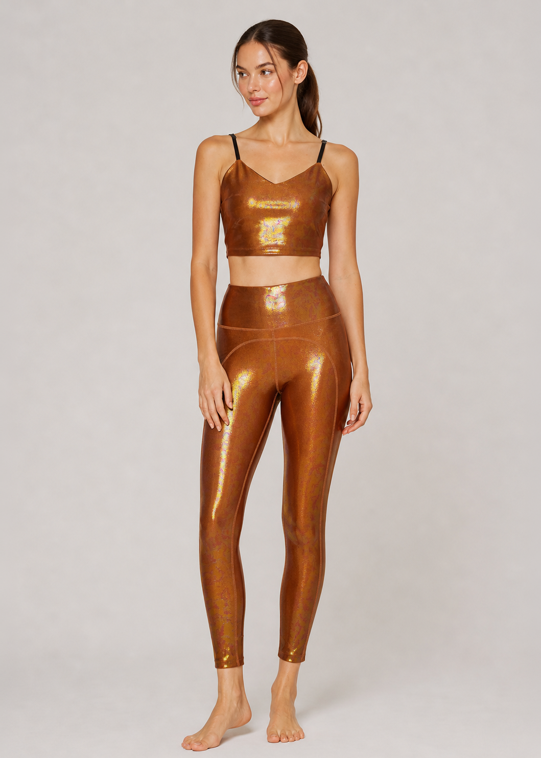 Women's Copper Sleek Yoga 2-Piece Set Made in USA front view