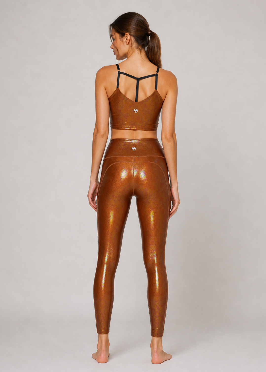 Women's Copper Sleek Yoga 2-Piece Set Made in USA back view