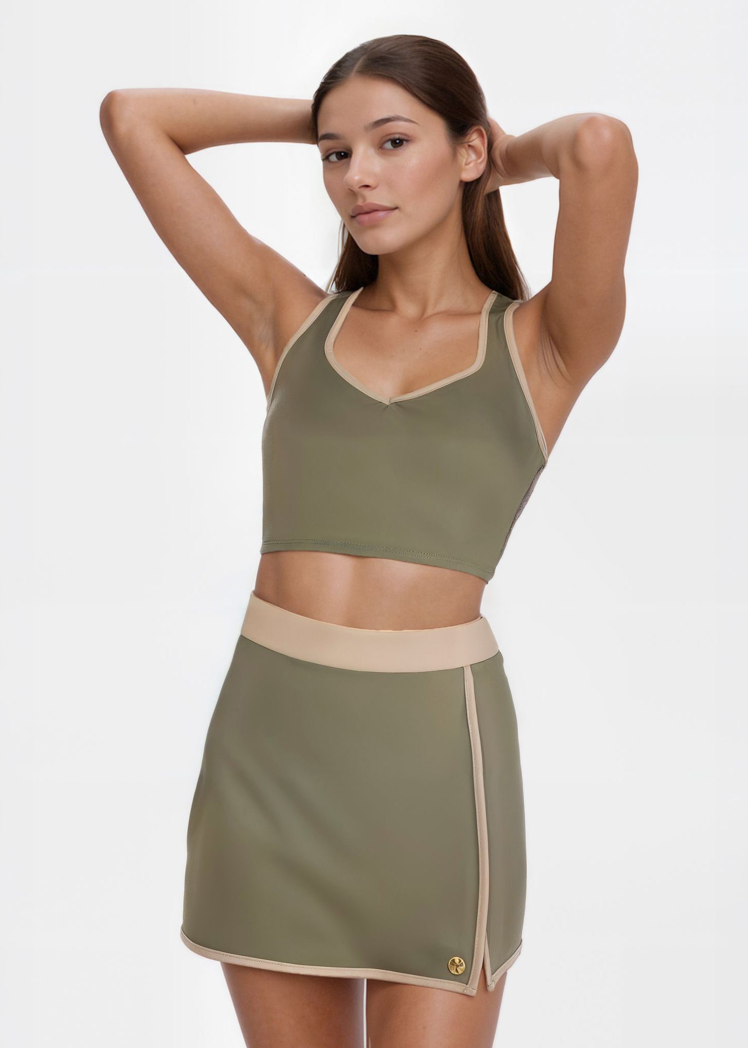 Women's Contrast Cropped Sports Bra Made in USA detail view 9