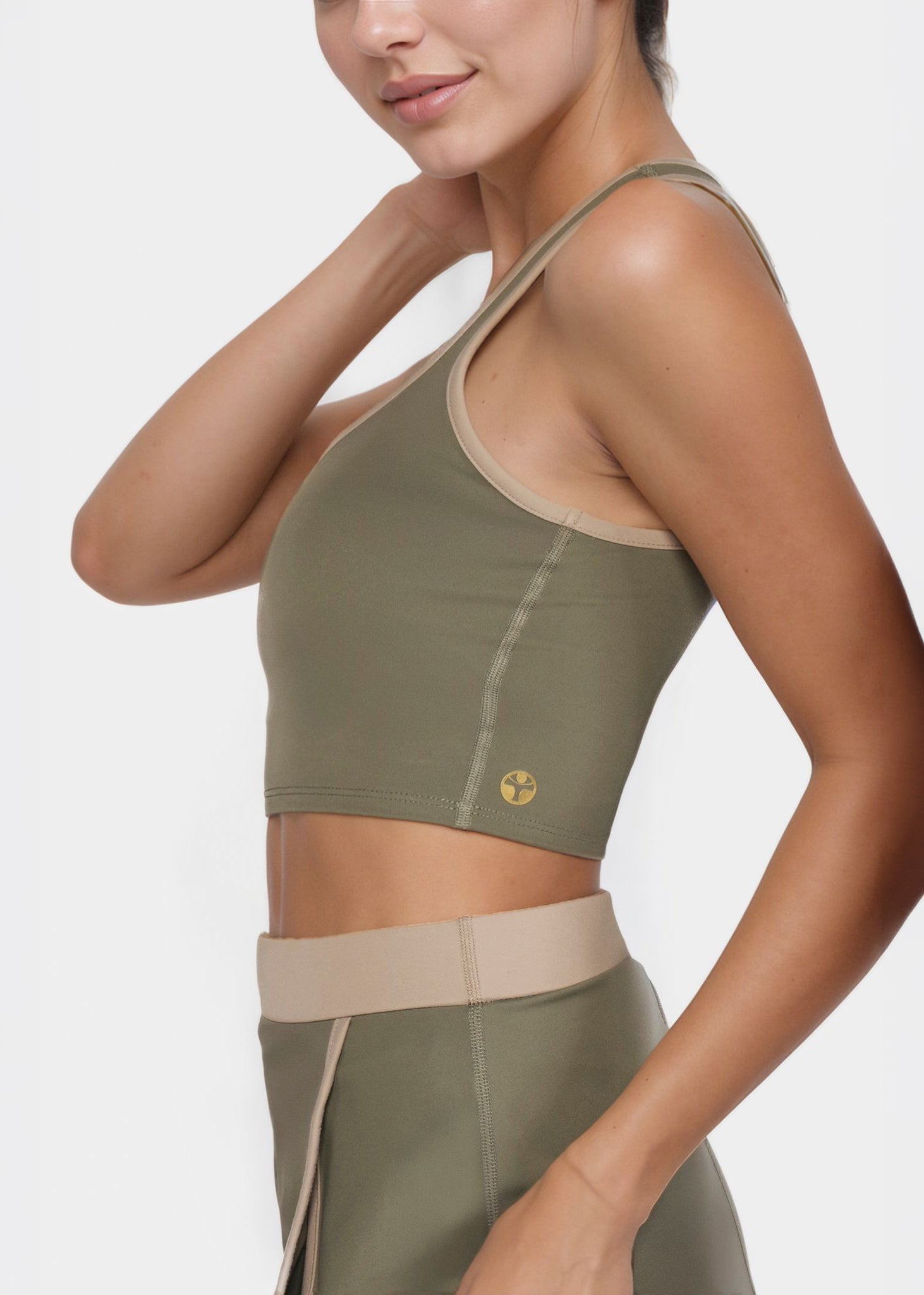Women's Contrast Cropped Sports Bra Made in USA detail view 10