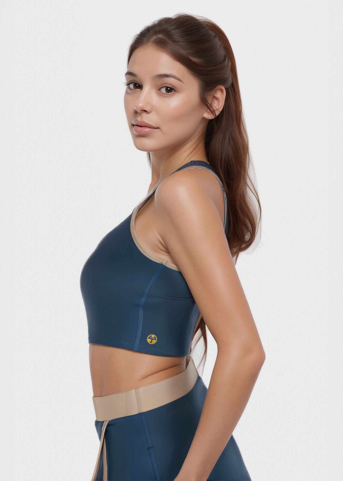 Women's Contrast Cropped Sports Bra Made in USA detail view 14