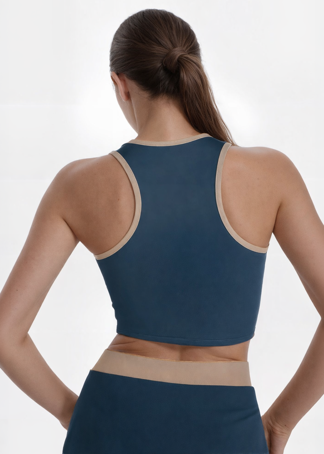 Women's Contrast Cropped Sports Bra Made in USA detail view 15