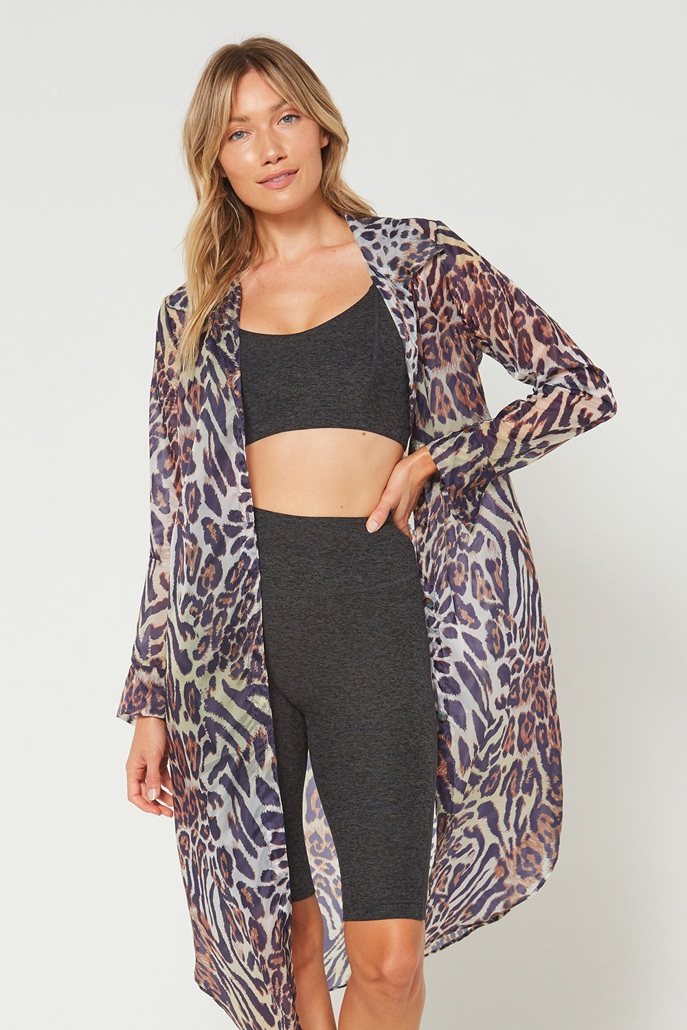 Women's Wild Side Maxi Cover Up Shirt Made in USA back view