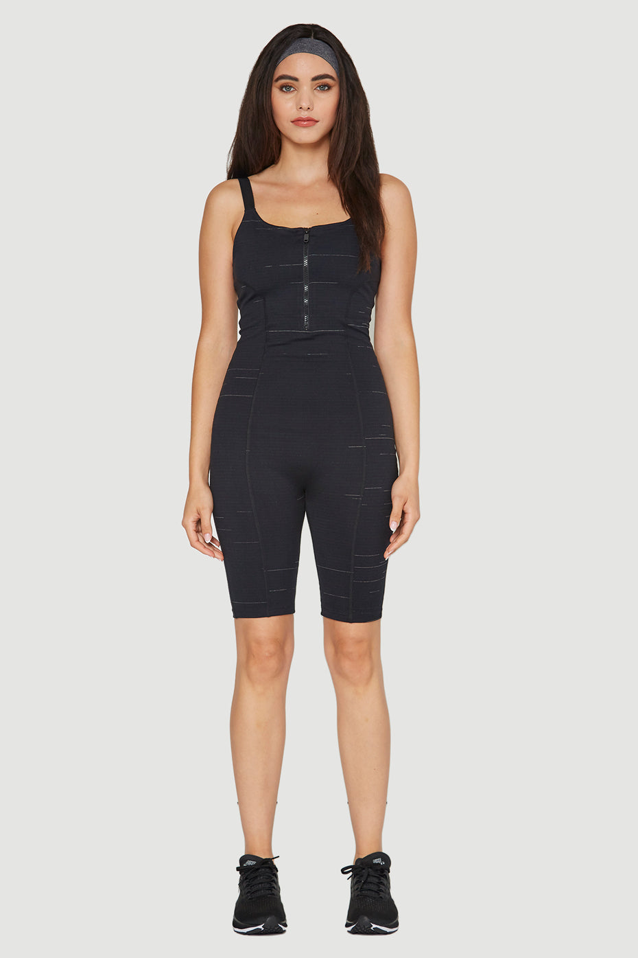 Women's Front Zip Romper Made in USA front view