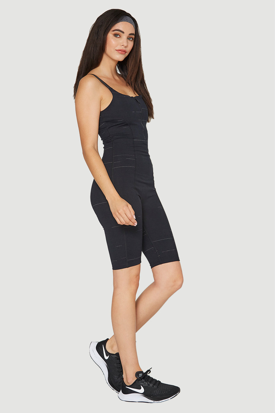 Women's Front Zip Romper Made in USA detail view 1